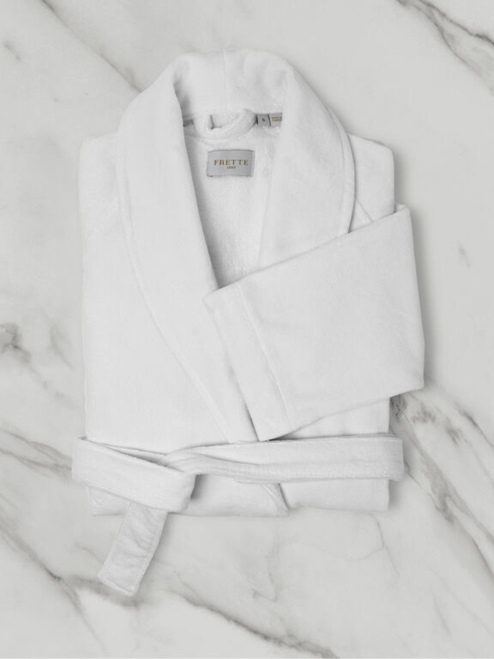 Frette White Velour Shawl-Collar Robe